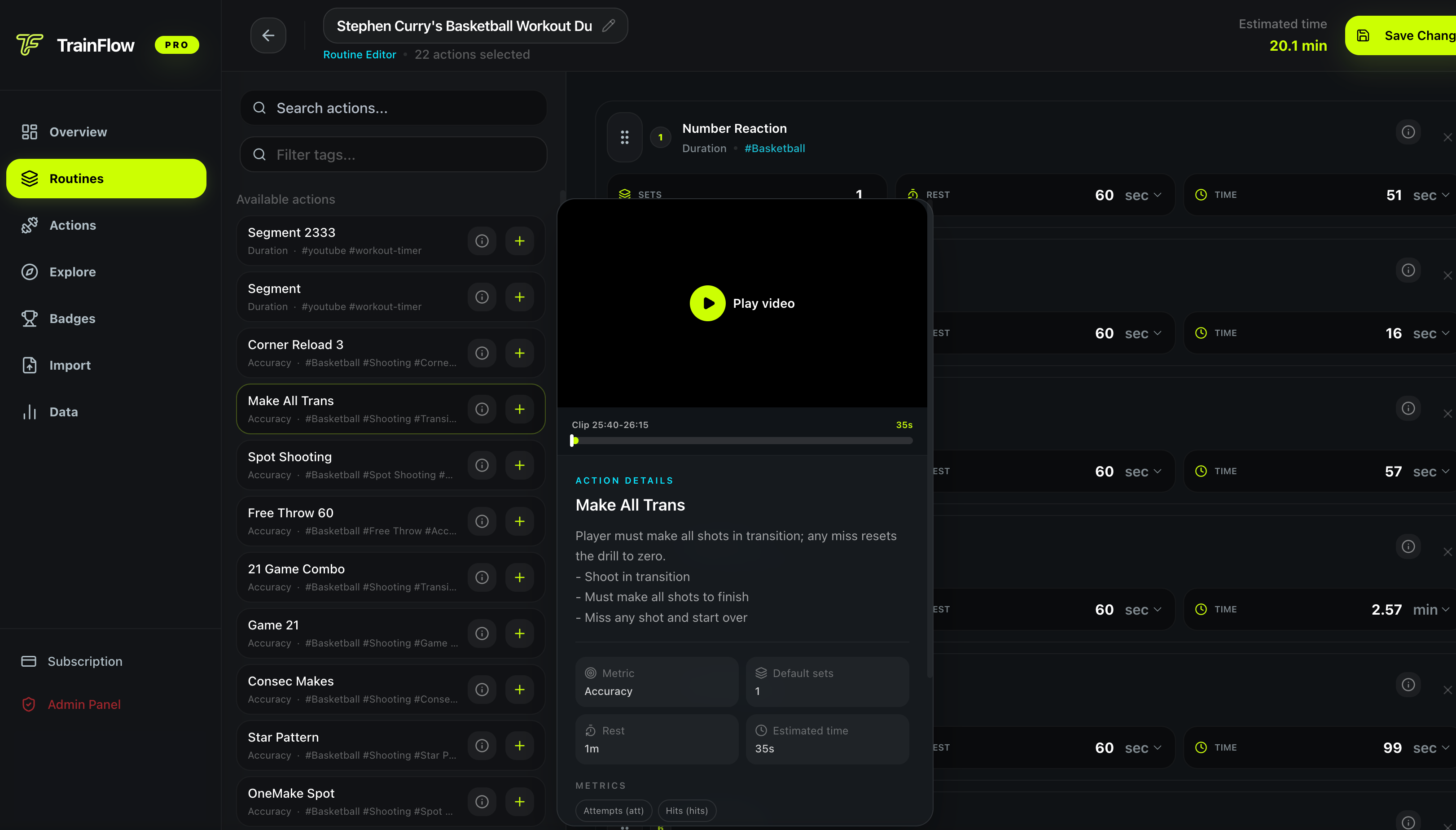 TrainFlow desktop routine editor